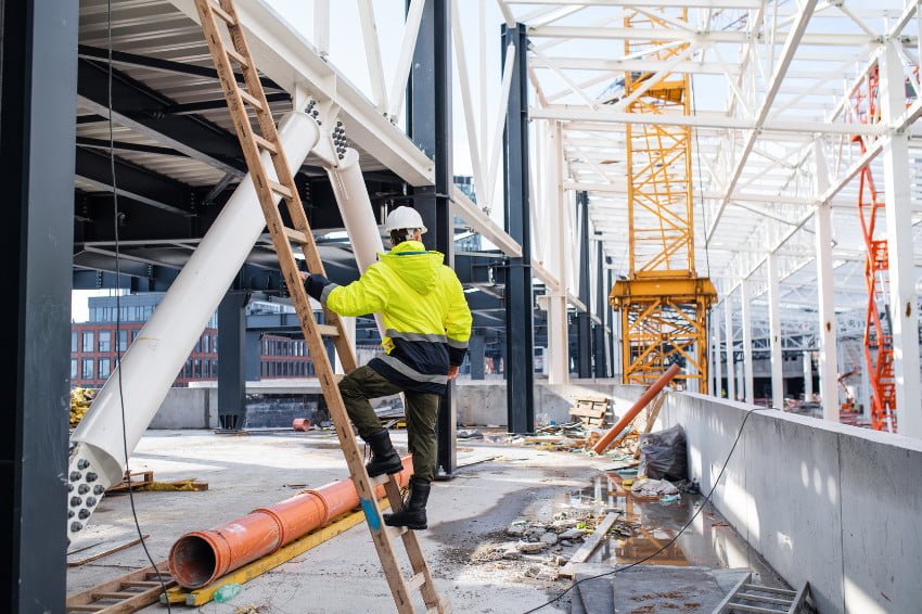 Construction worker in a construction zone